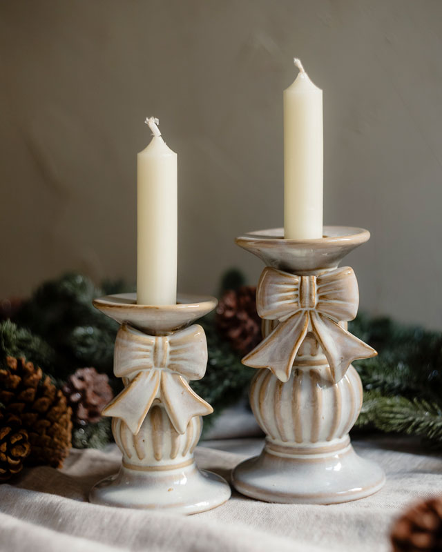 Portavelas de Cerámica con Lazo