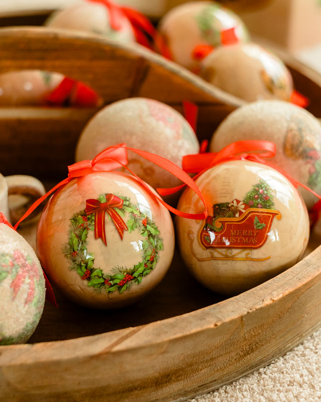 Set de 14 Bolas de Navidad Vintage en Caja Decorativa - Imagen 4