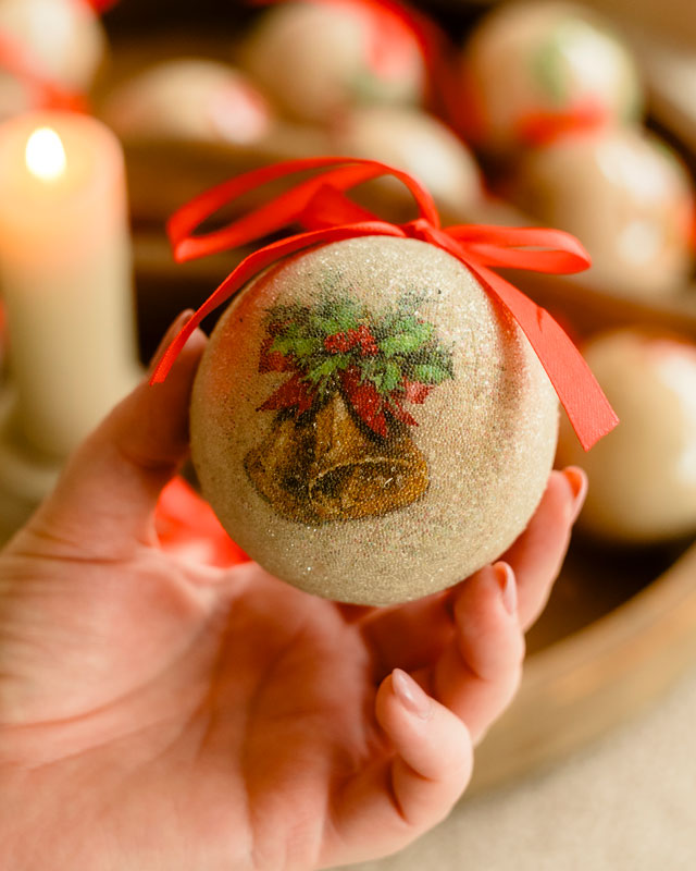 Set de 14 Bolas de Navidad Vintage en Caja Decorativa - Imagen 3