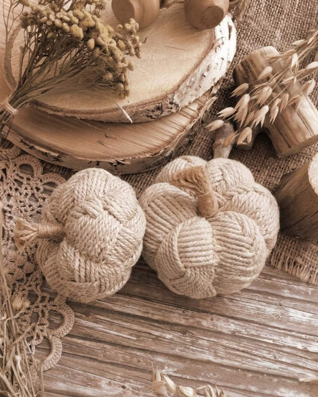Calabaza decorativa de cuerda trenzada