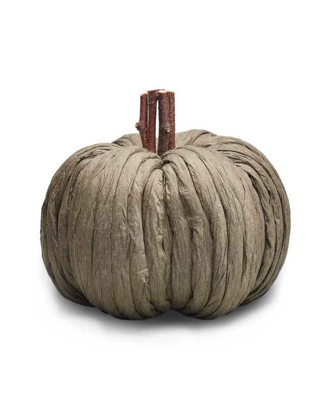 Calabaza de Papel Redonda en Crema y Carbón - Imagen 3